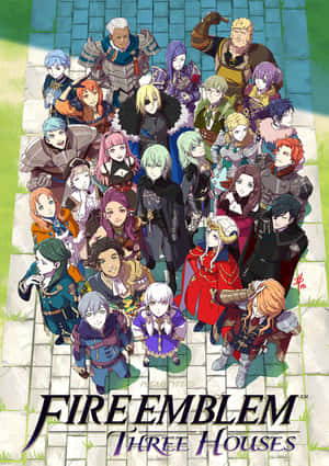 《Fire Emblem Three Houses》動畫角色聚集在石徑上。