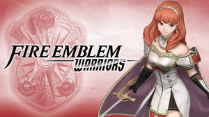 動漫風格的女戰士身穿銀色盔甲，手持劍，帶有 Fire Emblem Warriors 標誌。
