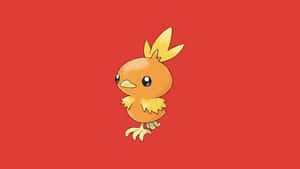 一隻紅色背景上帶有火焰頭冠的黃色小鳥寶可夢。 — 藝術 壁紙