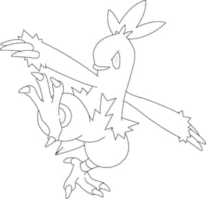 寶可夢 Zangoose 戰鬥姿勢的黑色線條藝術。 — 繪畫 壁紙