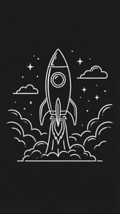 火箭連同雲層和星星發射到太空。