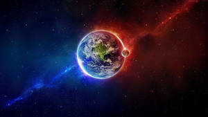 被色彩繽紛的宇宙星雲和恆星環繞的深空中的行星地球。