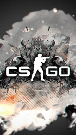 CS GO玩家剪影企喺碎玻璃同爆炸效果之中。