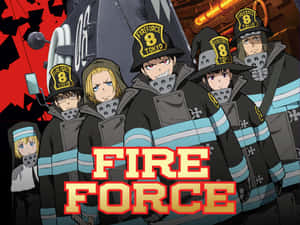 動漫消防員裝備齊全，帶有「Fire Force」標題。