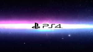 PS4 標誌居中於充滿活力的宇宙場景中，帶有紫色、藍色和白色的星雲。