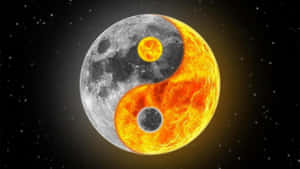 在太空中由月亮和太陽組成的陰陽符號，伴有星星。 — 唯美月亮動圖 壁紙