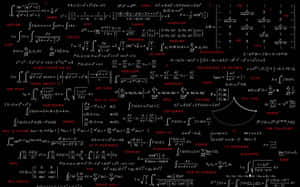 Wallpaper 充滿了紅色和白色的數學方程式、物理公式和哲學短語。