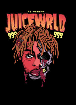 Juice WRLD插圖，半邊骷髏和滴落的血液