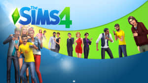 《The Sims 4》遊戲角色在藍色和綠色漸變背景前穿著色彩繽紛的服裝擺姿勢。 — 4K 遊戲 壁紙