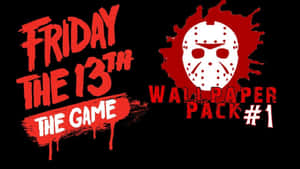 Friday the 13th遊戲壁紙包，以黑色背景上的Jason面具和紅色文字為特色。 — 最黑暗地牢 壁紙