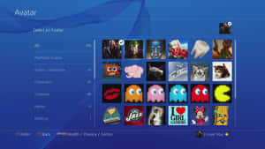 PlayStation頭像選擇菜單，包含275個角色圖標，包括超級英雄、動物和流行文化圖標。