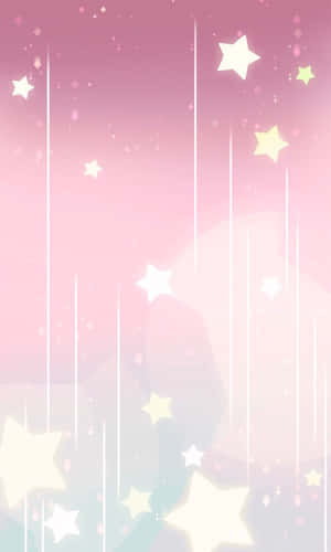 閃爍的星星像雨一樣落在柔和粉紅和藍色漸變的天空中。