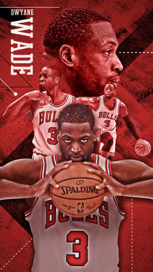 Dwyane Wade 身穿公牛隊球衣，專注地拿著籃球。
