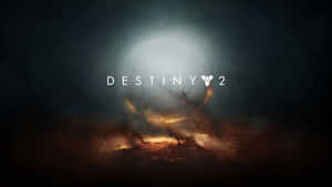 Destiny 2 標誌在黑暗天空下的熾熱戰場上方發光。