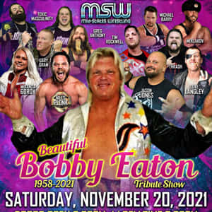 Bobby Eaton 的摔角致敬海報，包含多位摔角手和活動詳情。 — 摔角 GIF 壁紙