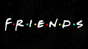 Friends 電視節目標誌，喺深色花卉背景上有彩色圓點。 — 老友記 壁紙