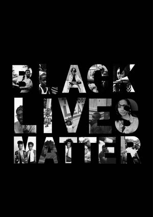 黑白圖形，字母「BLACK LIVES MATTER」內有面孔。 — 美國 壁紙