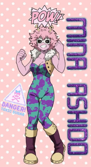 動漫女孩蘆戶三奈穿著紫色和藍綠色的服裝，帶有「POW!」和「DANGER! TOXIC SUGAR」文字。