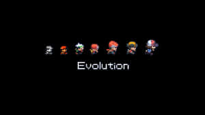 七個像素角色按進化順序排列，下方有Evolution字樣