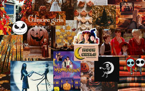 以 Jack Skellington、Gilmore Girls 和秋季裝飾為主題的萬聖節拼貼畫。