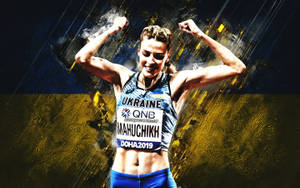 烏克蘭運動員Yaroslava Mahuchikh在2019年多哈世錦賽上舉起拳頭慶祝奪金。