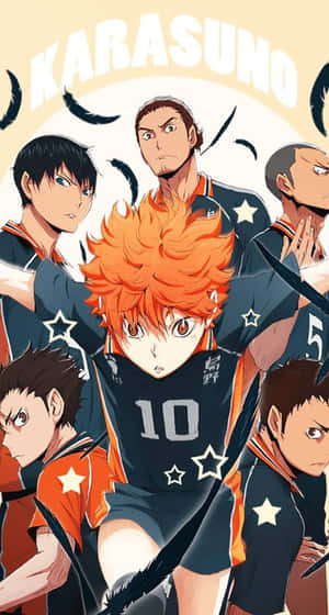 動漫排球隊烏野，身穿10號球衣的火紅頭髮球員。