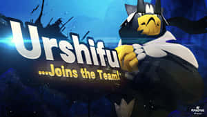 動漫角色 Urshifu 加入團隊公告，帶有發光文字和宇宙背景