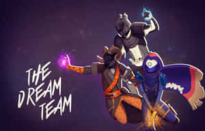 三個帶有發光魔法的動漫角色在太空中漂浮，上方有文字「THE DREAM TEAM」。