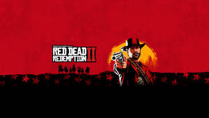 牛仔在紅色夕陽下用左輪手槍瞄準觀眾，並有 Red Dead Redemption II 標誌。