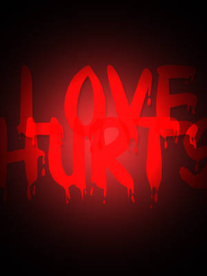 深色背景上寫著love hurts的紅色滴落文字 — 愛心 壁紙