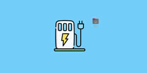 電動車充電站圖示旁邊有一個房屋資料夾圖示。 — 藍色美學 壁紙