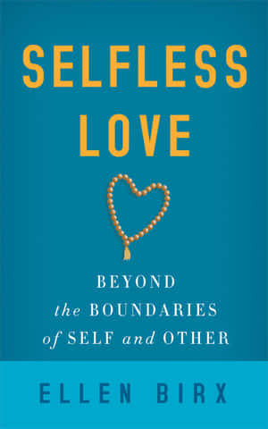 書的封面，標題為 Selfless Love，並有一個由珠子組成的心形。 — 藍色 壁紙