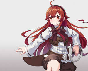 紅髮持劍的動漫女孩動態姿勢