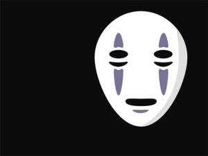 黑色背景上帶有紫色標記的白色動漫面具 — 鬼滅之刃面具 壁紙