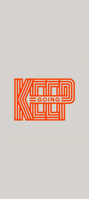 橙色幾何文字在淺灰色背景上顯示「KEEP GOING」。 — Vivo V60 壁紙