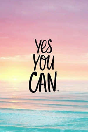 帶有文字 yes you can 的海洋日落