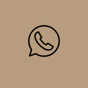 米色背景上的黑色線條WhatsApp標誌