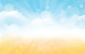 陽光穿過雲層，映照金色地平線，帶有散景效果 — 藍天 壁紙