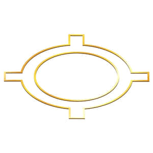 金色幾何框架，中心為橢圓形，四臂延伸