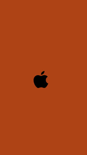 橙色背景上的黑色Apple標誌 — 蘋果 壁紙