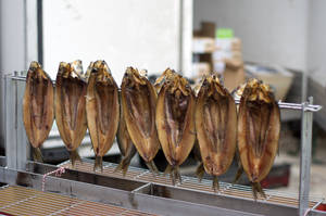 乾魚掛在加工設施的金屬架上。 — 魚 壁紙