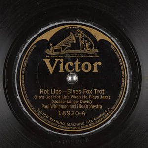 Paul Whiteman的《Hot Lips Blues Fox Trot》復古Victor唱片標籤。