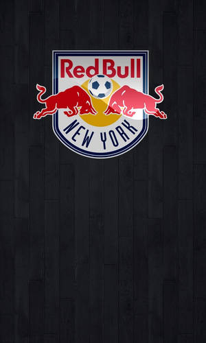 深色木背景上的 Red Bull New York 足球隊標誌 — 驕傲 GIF 壁紙