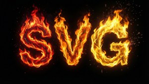 SVG字母呈火焰形狀，火花在黑色背景上飛濺 — 燃燒 壁紙