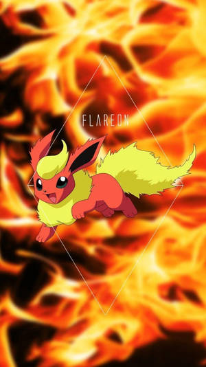 Flareon 在火焰背景中穿過火焰跳躍。