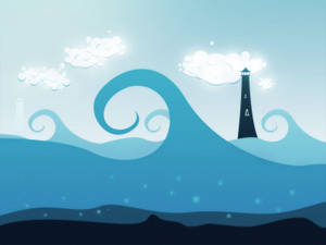 波浪上的燈塔，天空中有雲 — 燈塔 壁紙