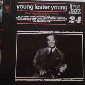 Young Lester Young的專輯封面，爵士薩克斯風手的黑白照片。