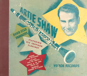 Artie Shaw 爵士專輯封面，帶有單簧管和星形歌曲標題。 — 音樂 GIF 壁紙