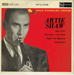 Artie Shaw 在紅色復古爵士專輯封面上吹奏單簧管。 — Pixel 10 Pro Fold 壁紙