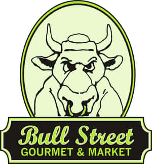 Bull Street Gourmet & Market 標誌，特色是一隻戴著廚師帽的卡通公牛。 — Honor Magic V Flip 2 壁紙
